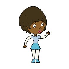 Cartoon Woman Waving N258