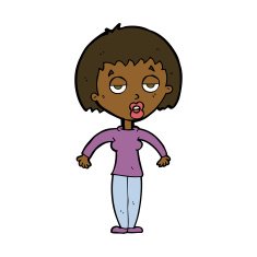 cartoon woman shrugging shoulders N369