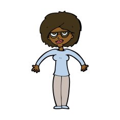 cartoon woman shrugging shoulders N370