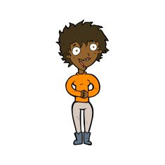 cartoon crazy excited woman N15