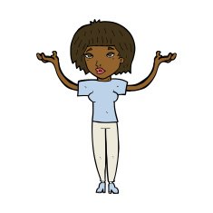 cartoon woman shrugging shoulders N371