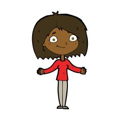 cartoon woman shrugging shoulders N372