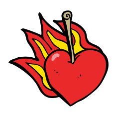 cartoon flaming heart cherry N4