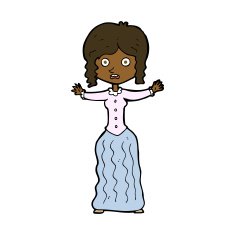 cartoon worried victorian woman N8