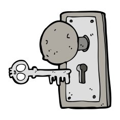 cartoon spooky old door knob N4
