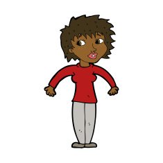 cartoon woman shrugging shoulders N373