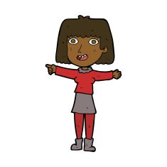 cartoon happy woman pointing N52