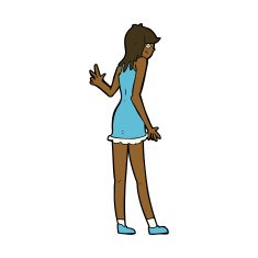 Cartoon Woman Waving N259