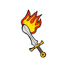 cartoon flaming sword N18