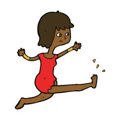 cartoon happy woman kicking N8