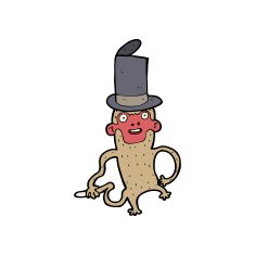cartoon monkey wearing top hat N13