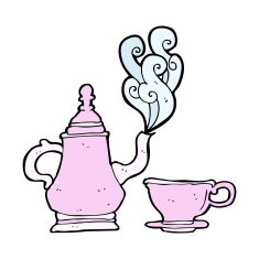 cartoon coffee pot and cup N10