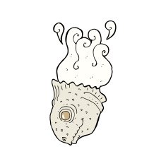 cartoon old fish head N4