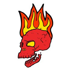 Cartoon Flaming Skull N38