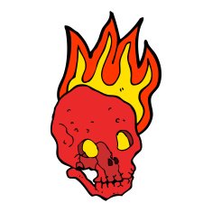 Cartoon Flaming Skull N39