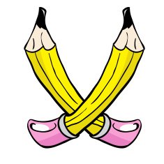 two yellow cartoon pencils