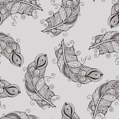 Vector seamless pattern with hand-drawn feathers