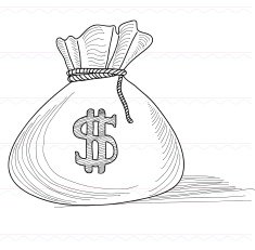 Sketch Purse dollars money