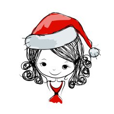 Santa girl portrait sketch for your design N16