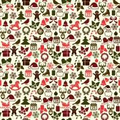 Christmas vector seamless background with flat icons