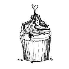 Hand drawn vector illustration - Sweet cupcake with love N3