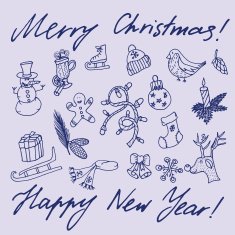 Christmas sketch Congratulations with New year in Typographic style N2