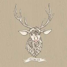 Hand drawn doodle Christmas deer