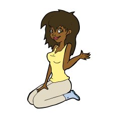 cartoon pretty girl waving N23