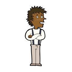 cartoon boy with folded arms N16