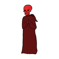 cartoon spooky skeleton in robe N4
