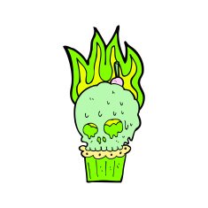 cartoon spooky skull cupcake N8