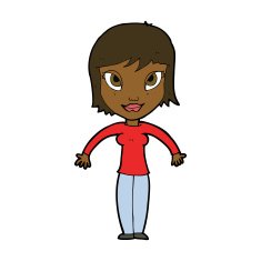 cartoon woman shrugging shoulders N374