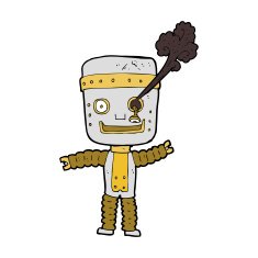 cartoon funny gold robot N6