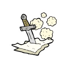 cartoon dagger in papers N4