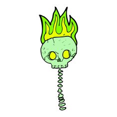 cartoon spooky skull and spine N8