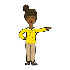cartoon woman pointing N168