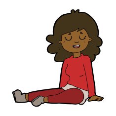 cartoon happy woman sitting on floor N16
