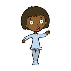 cartoon waving woman N106