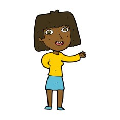 cartoon friendly woman waving N40