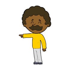 cartoon man with mustache pointing N23
