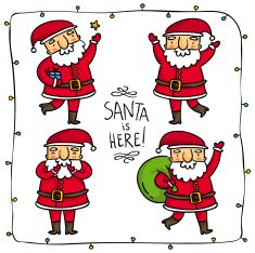 Set of 4 Santa Claus characters