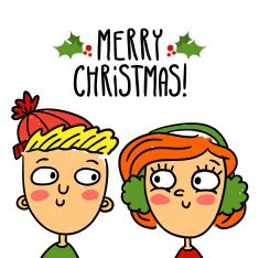 Christmas card design with happy couple