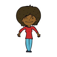 cartoon woman shrugging shoulders N376