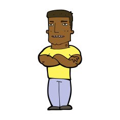 cartoon tough guy with folded arms N8