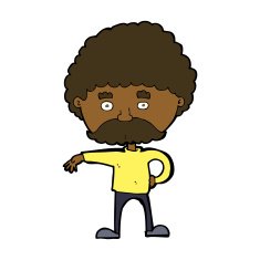 cartoon man with mustache making camp gesture N8