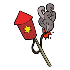 cartoon firework with burning fuse N8