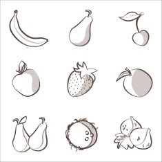 Outline fruits set