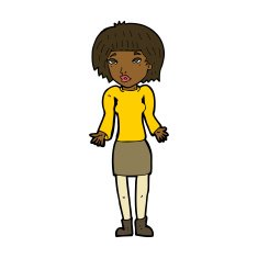 cartoon woman shrugging shoulders N377