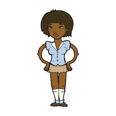 cartoon woman with hands on hips N167