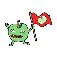 cartoon apple with flag N8